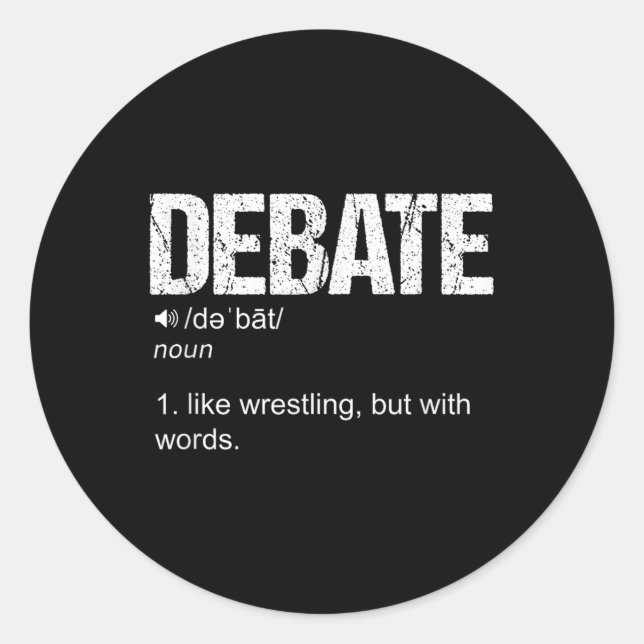 Funny Debate Team Discussion Discourse War Of Word Classic Round Sticker (Front)