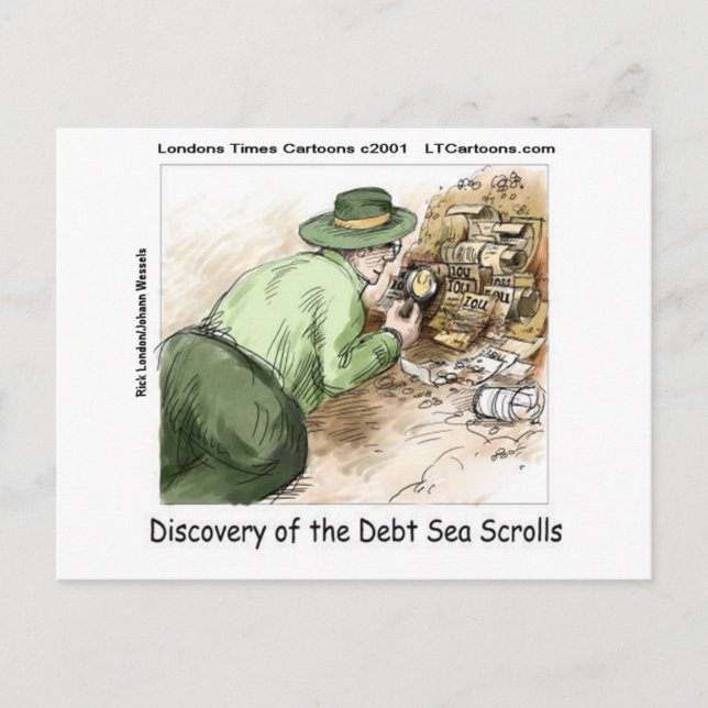 Funny Debt Sea Scrolls Postcard (Front)