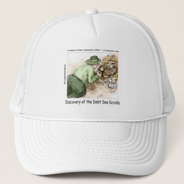 Funny Debt Sea Scrolls Trucker Hat (Front)
