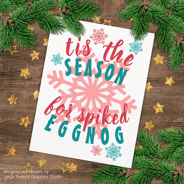 Funny December Winter Season Eggnog Quote Word Postcard (Creator Uploaded)