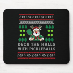 Funny Deck The Halls Ugly Christmas Sweater Pickle Mouse Pad