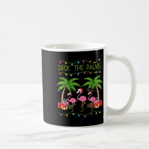 Funny Deck the Palms Merry Flamingo Christmas In Coffee Mug