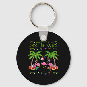 Funny Deck the Palms Merry Flamingo Christmas In Key Ring