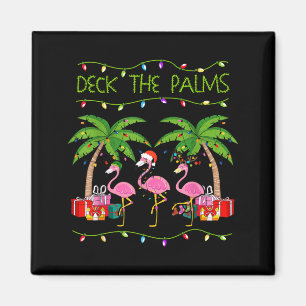 Funny Deck the Palms Merry Flamingo Christmas In Magnet