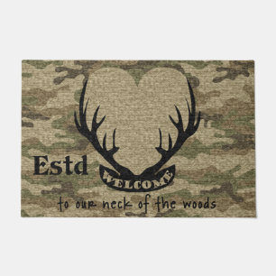 Funny Deer Couple Mat,Wedding Hunter Mat Decor