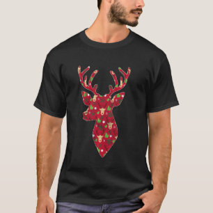 Funny Deer Head Reindeer Costume Christmas Xmas T-Shirt