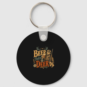 Funny deer hunt beer dad father's day retro 70s key ring