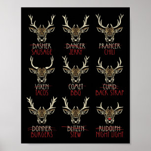 Funny Deer Hunters All Of Santa's Reindeer Hunting Poster