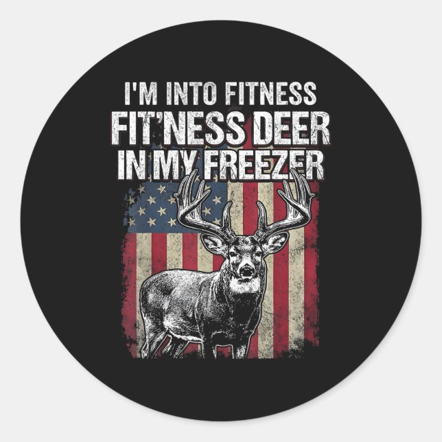 Funny Deer Hunting Art For Men Women Wildlife Hunt Classic Round Sticker (Front)