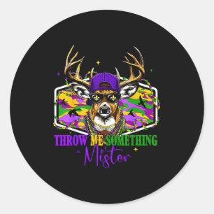 Funny Deer Hunting Mardi Gras For Men Women Wildli Classic Round Sticker