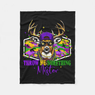 Funny Deer Hunting Mardi Gras For Men Women Wildli Fleece Blanket