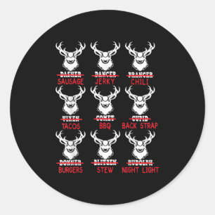 Funny Deer Hunting Santa Tee Men Women Hunter Chri Classic Round Sticker