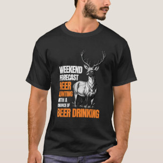Funny Deer Hunting Season Hunter Drinking Beer For T-Shirt