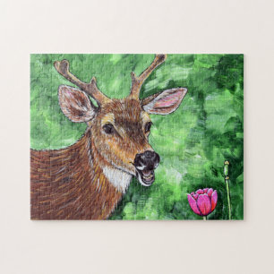 Funny Deer Painting Jigsaw Puzzle