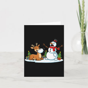 Funny Deer Snowman Christmas Tree Xmas Womens Mens Card