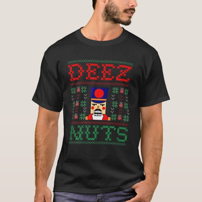 Funny Deez Nuts Nutcracker Ugly Christmas Sweater (Front)
