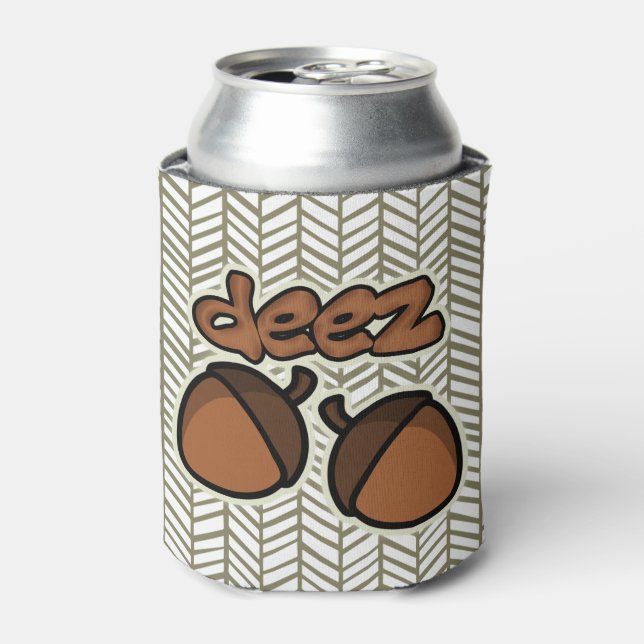 Funny Deez Nuts with herringbone Can Cooler (Can Front)