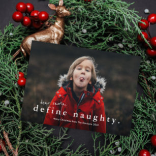 Funny Define Naughty Photo Christmas Holiday Card