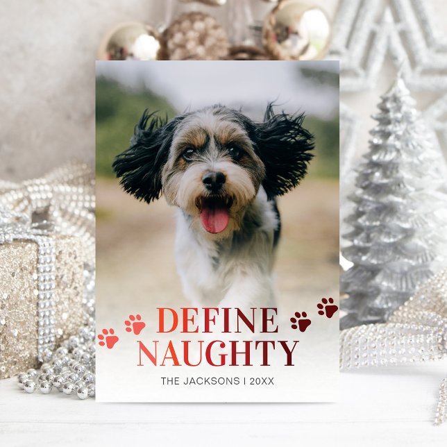 Funny Define Naughty Photo Christmas Holiday Card (Creator Uploaded)