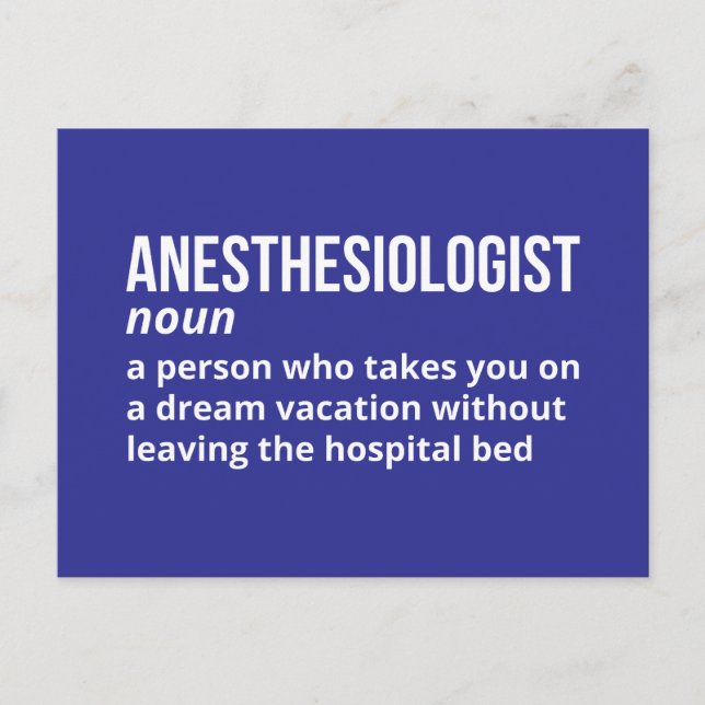 Funny Definition of Anaesthesiologist Postcard (Front)