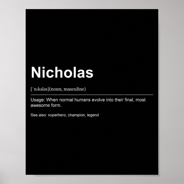 Funny Definition Quote For The Name Nicholas _  Poster (Front)