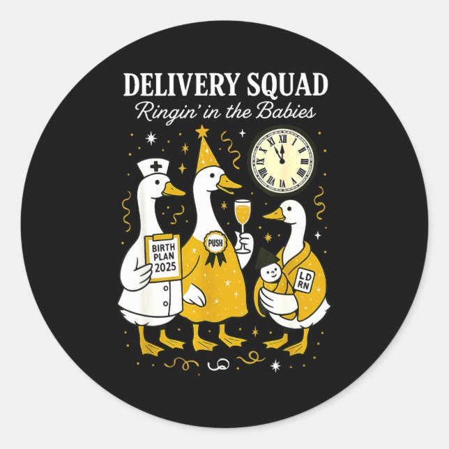 Funny Delivery OB GYN Year New Silly Goose Nurse M Classic Round Sticker (Front)