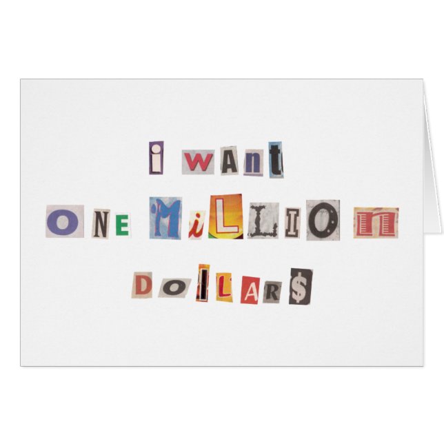 Funny Demand For Money Ransom Note Collage (Front Horizontal)