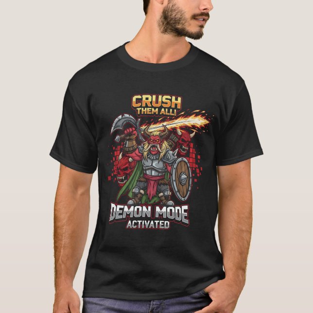 Funny Demon Mode Activated Gaming Shirt | RPG Fant (Front)