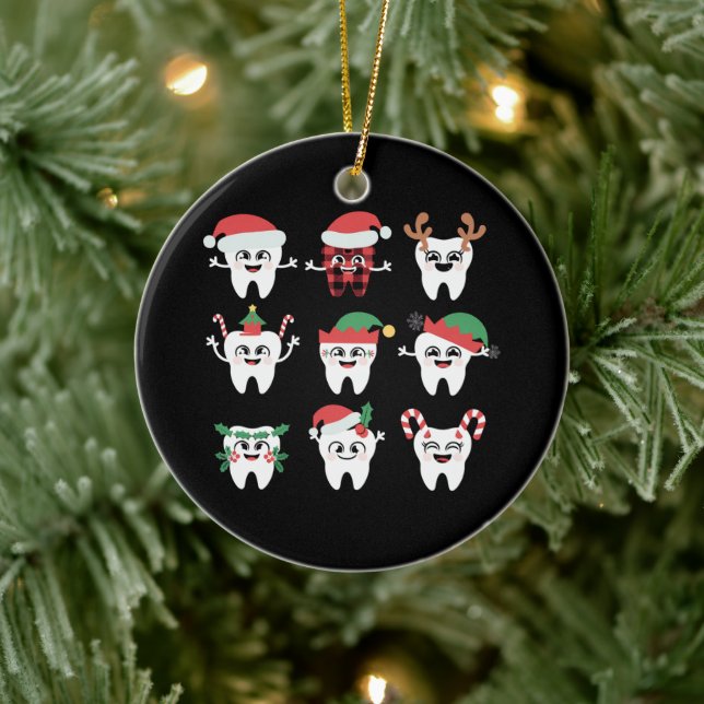 Funny Dental Christmas Teeth Cute Xmas Dentist  Ceramic Ornament (Tree)