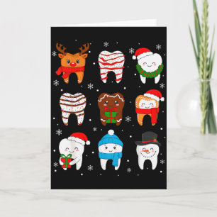 Funny Dental Christmas Teeth Cute Xmas Dentist Squ Card