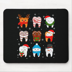 Funny Dental Christmas Teeth Cute Xmas Dentist Squ Mouse Pad