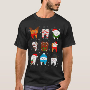 Funny Dental Christmas Teeth Cute Xmas Dentist Squ T-Shirt