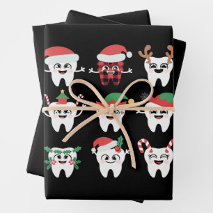 Funny Dental Christmas Teeth Cute Xmas Dentist  Wrapping Paper Sheet