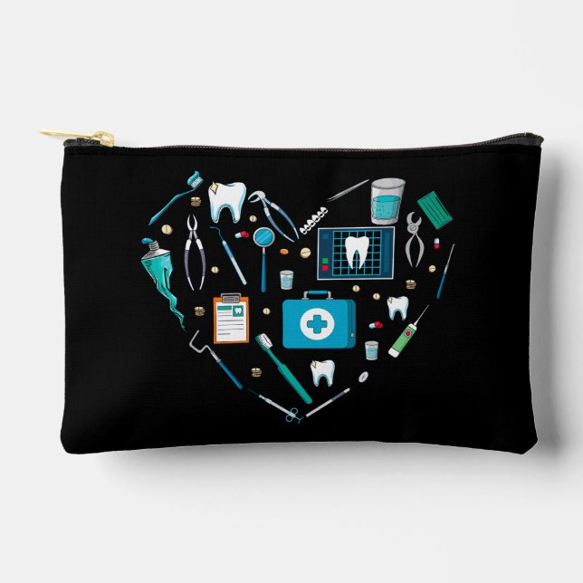 Funny Dental Dentist Tool Heart Accessory Pouch (Front)