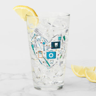 Funny Dental Dentist Tool Heart Glass