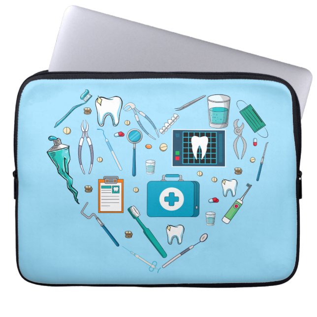 Funny Dental Dentist Tool Heart Laptop Sleeve (Front)