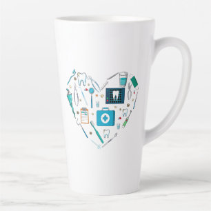 Funny Dental Dentist Tool Heart Latte Mug