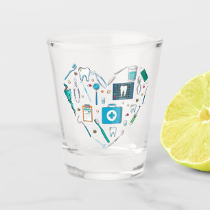Funny Dental Dentist Tool Heart Shot Glass
