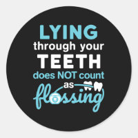 Funny Dental Hygienist Lying Teeth Flossing