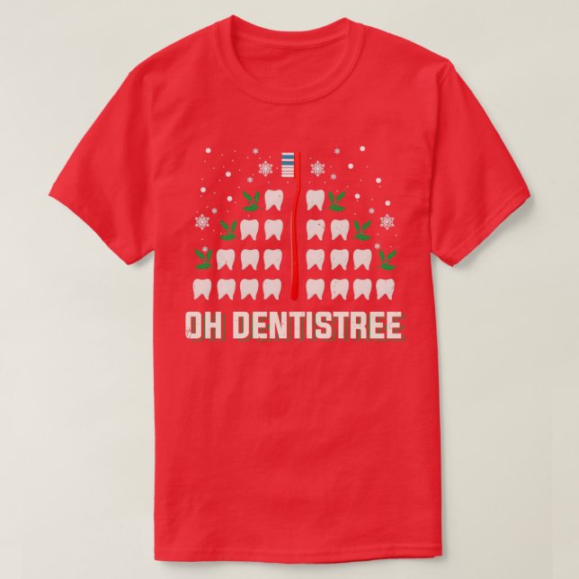 Funny Dentist Christmas Tree Dentistree T-Shirt (Design Front)