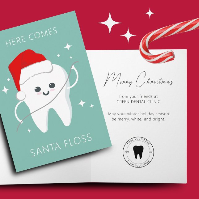 Funny Dentist Dental Clinic Christmas Holiday Card (Folded Christmas card)