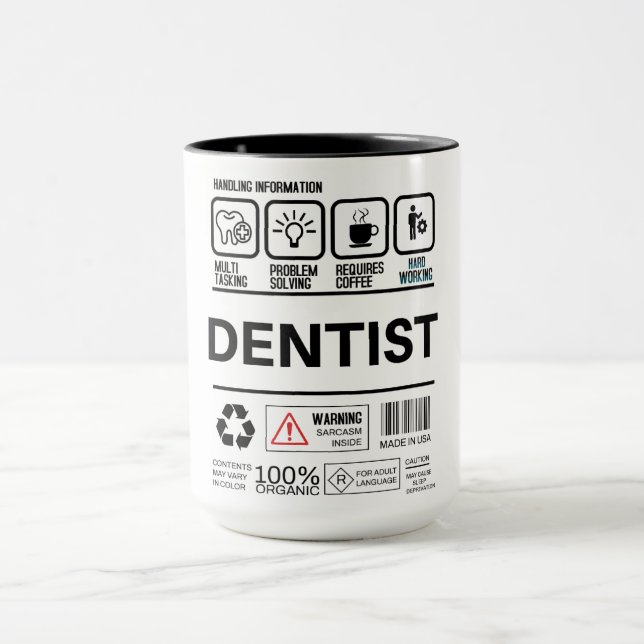 Funny Dentist Handling Information Mug (Center)