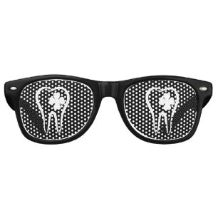 Funny Dentist Lucky Clover Teeth Retro Sunglasses