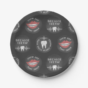 Funny Dentist Pattern - Cute Dental Hygienist Paper Plate