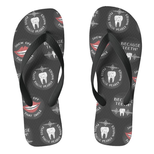 Funny Dentist Pattern - Cute Dental Hygienist Thongs (Footbed)