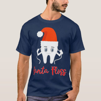 Funny Dentist Santa Flossing Christmas Tooth Desig T-Shirt