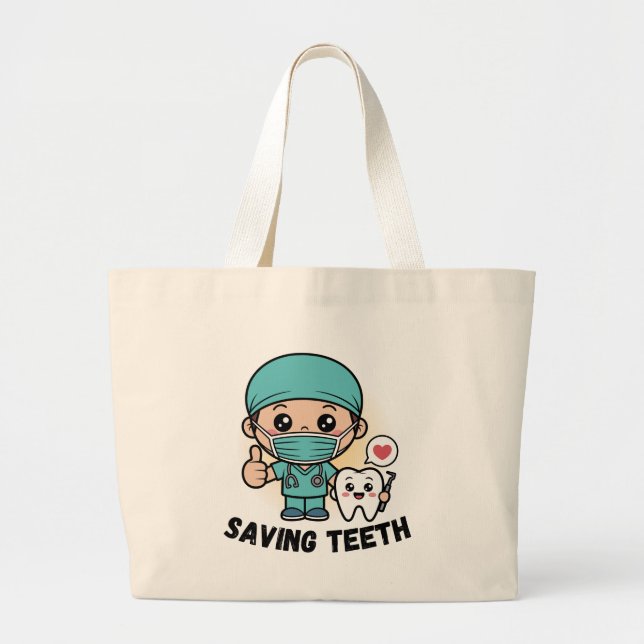 FUNNY DENTIST : SAVING TEETH Tote Bag (Front)