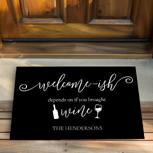 Funny Depends If You Brought Wine Welcome Doormat
