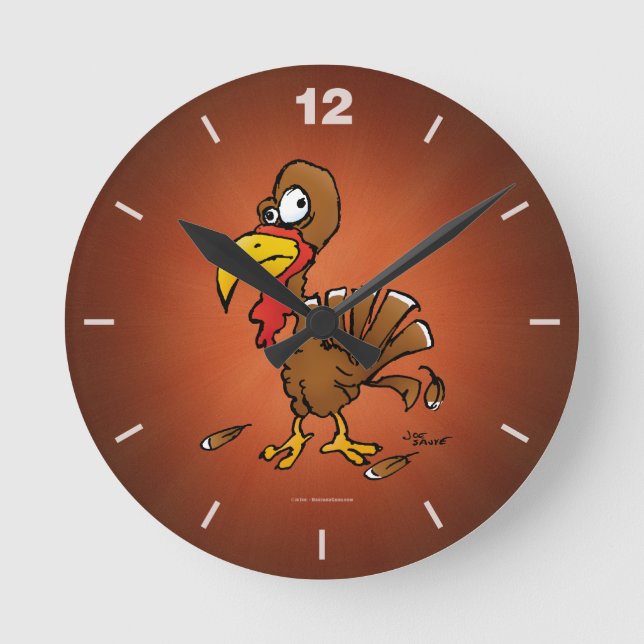 Funny Derp Turkey Cartoon Clock (Front)