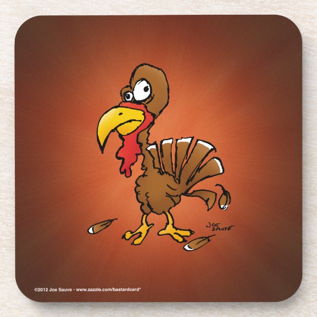 Funny Derp Turkey Cartoon Coaster (Front)
